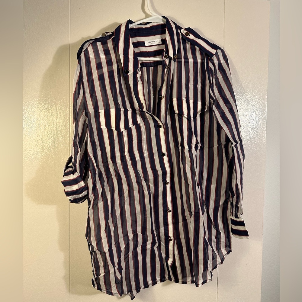 Equipment Sheer Striped Button-Up Shirt